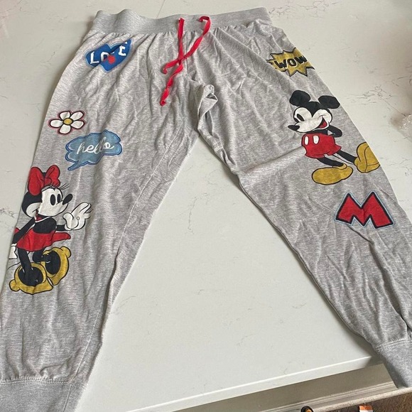 Disney Other - Disney Mickey &‎ Minnie Mouse joggers PJ bottoms womens size large